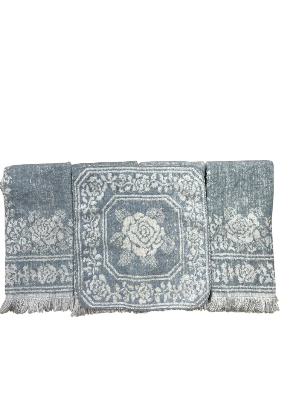 Vintage Cannon Hand Towel Set (4) + Washcloth | Blue Floral Bath